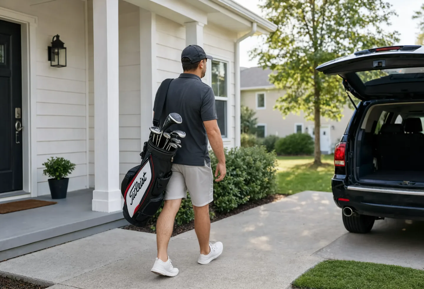 Golf clubs being collected from a customer home