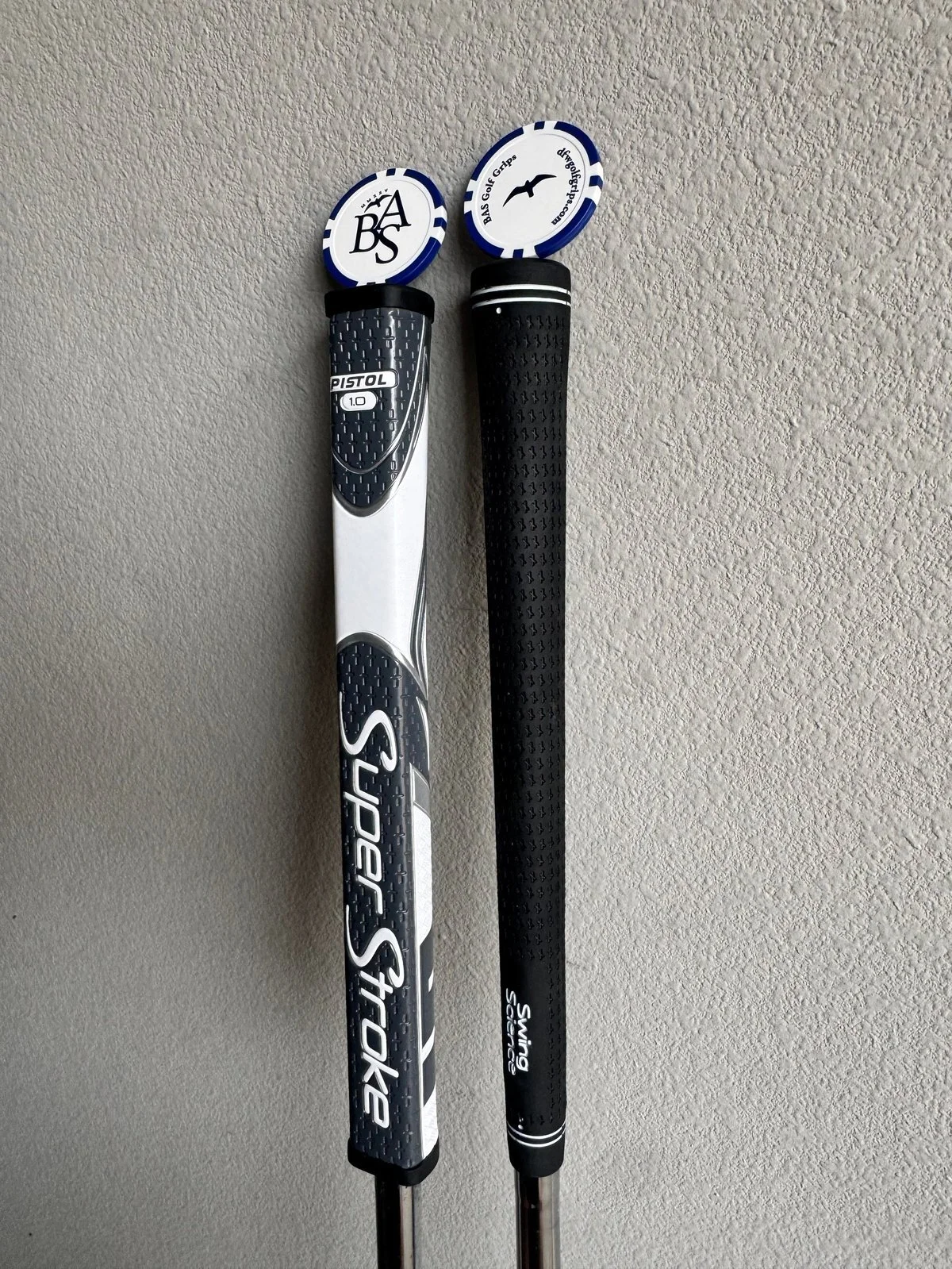 Finished putter grip detail from completed golf club work